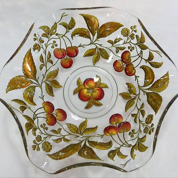 Vintage Dugan Diamond Goofus glass painted Intaglio Cherry pattern - Picture 3 of 4